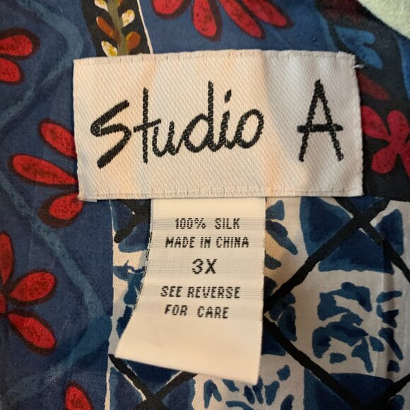 Studio A Women's Multi-Color 100% Silk Blouse, Size 3X, NWT - Picture 5 of 5